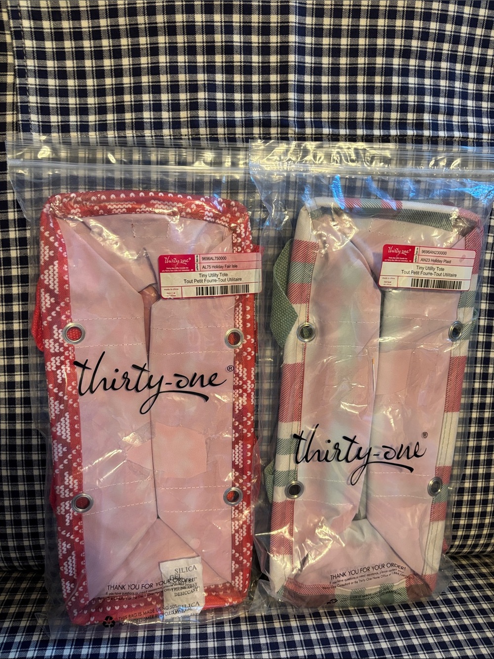 thirty-one Pink Patterned and Plaid Totes- your choice of one